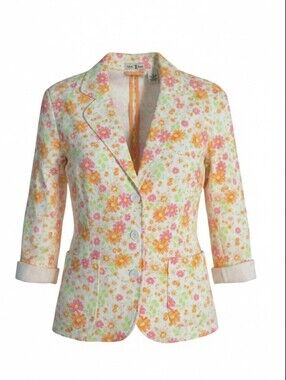 Duck Head Vintage Style Wild Flower Lightweight Textured Cotton Blend Blazer